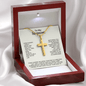 Engraved Cross Necklace for Stepson with Stylish Snake Chain