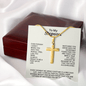 Engraved Cross Necklace for Stepson with Stylish Snake Chain
