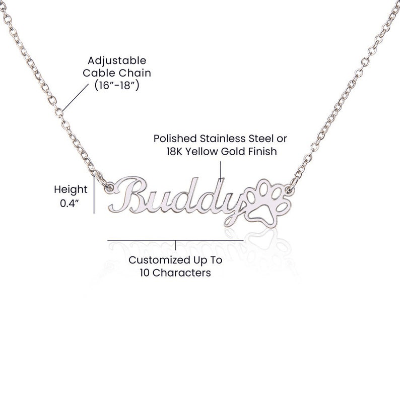 Personalized Gift for Dog Mom -  Customizable Paw Print Necklace - Gift from the Dog - Custom Gifts for Dog Owners, Dog Lovers, Fur Mama