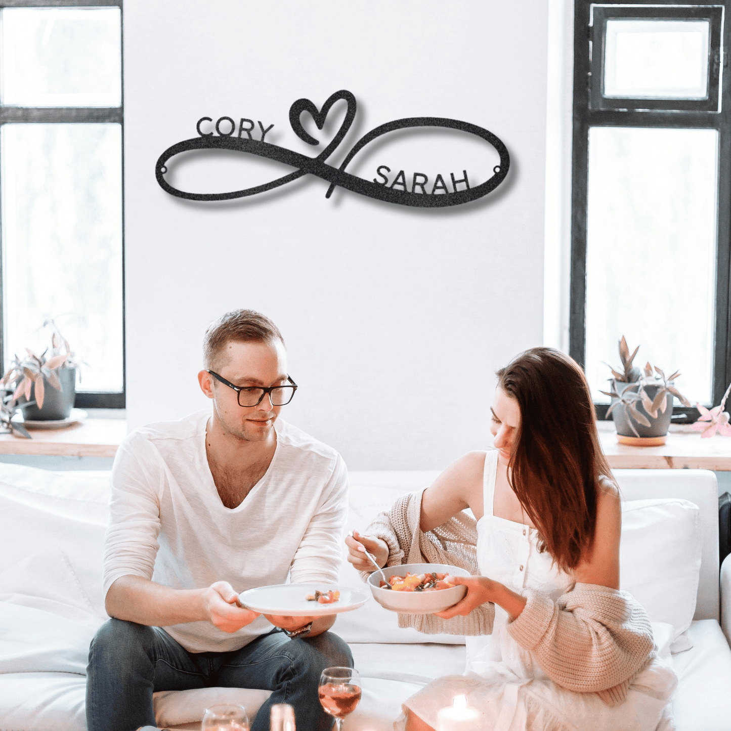 Custom Wedding Gift for Couples | Made in U.S.A | Infinity Couples Metal Wall Art | Personalized Housewarming Gift
