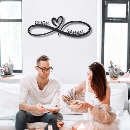 Custom Wedding Gift for Couples | Made in U.S.A | Infinity Couples Metal Wall Art | Personalized Housewarming Gift