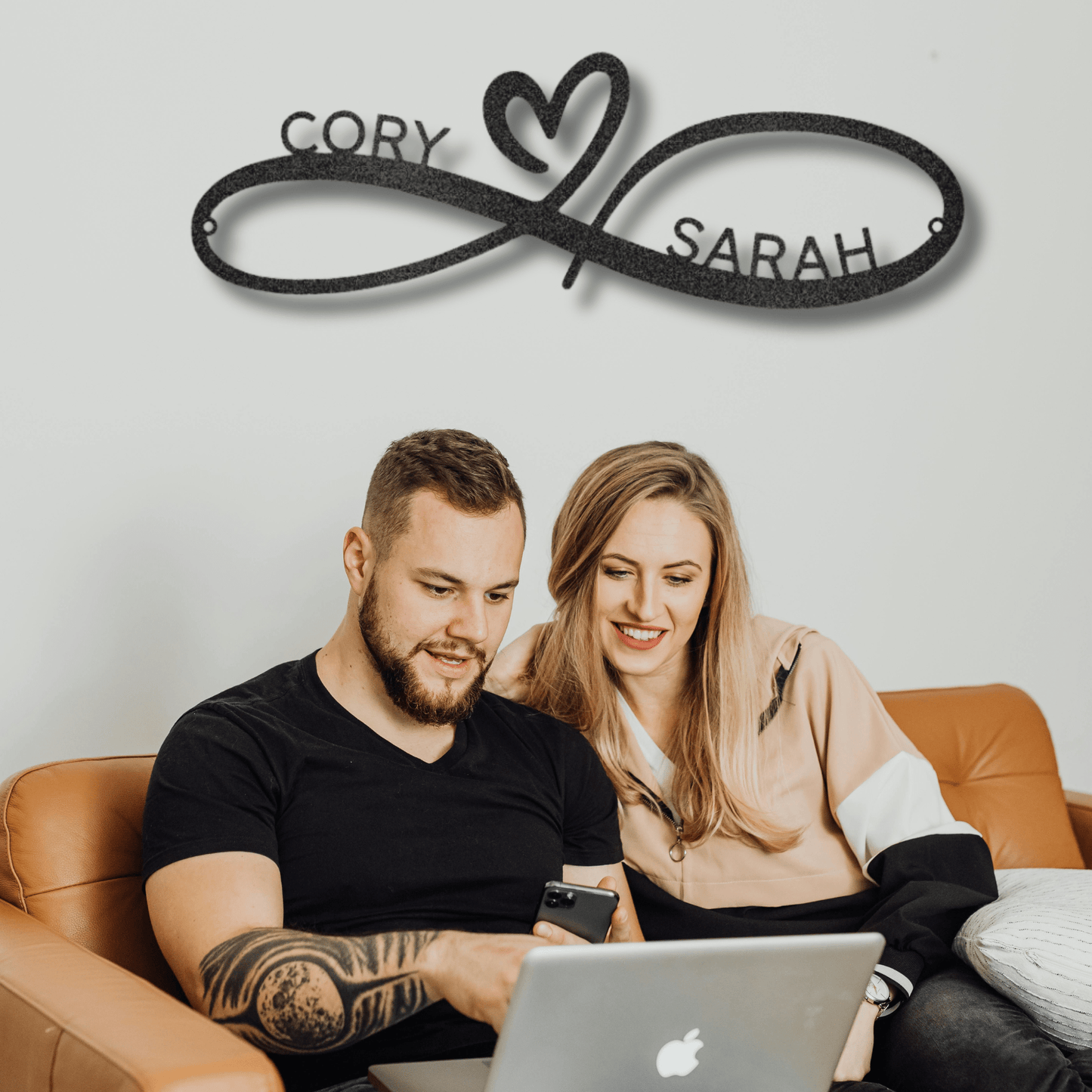 Custom Wedding Gift for Couples | Made in U.S.A | Infinity Couples Metal Wall Art | Personalized Housewarming Gift